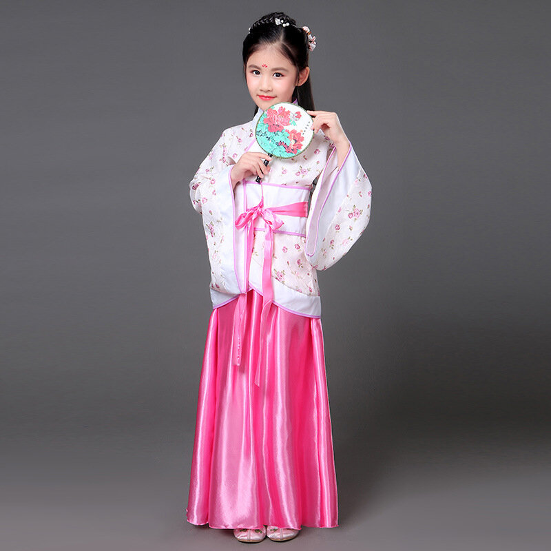 Ancient Kids Traditional Dresses Chinese Outfit Girls Costume Folk Dance Performance Hanfu Dress for Children Performance Hanfu