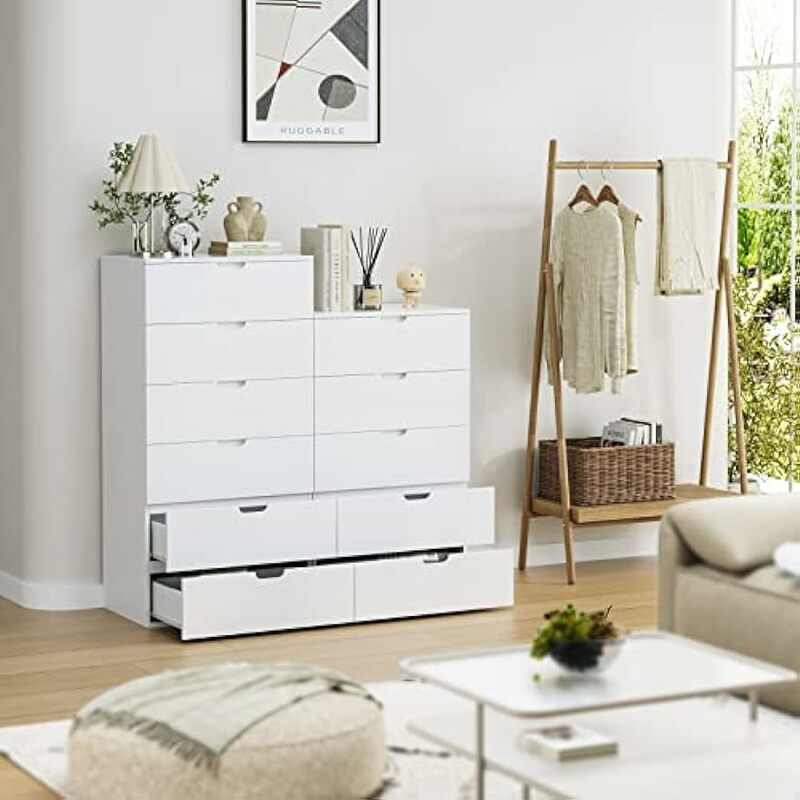 White Tall Dresser com 6 gavetas, Modern Wood Chest of Drawers, 6 gaveta Dresser com grande capacidade, 15,7 "x 23,6" x 47"