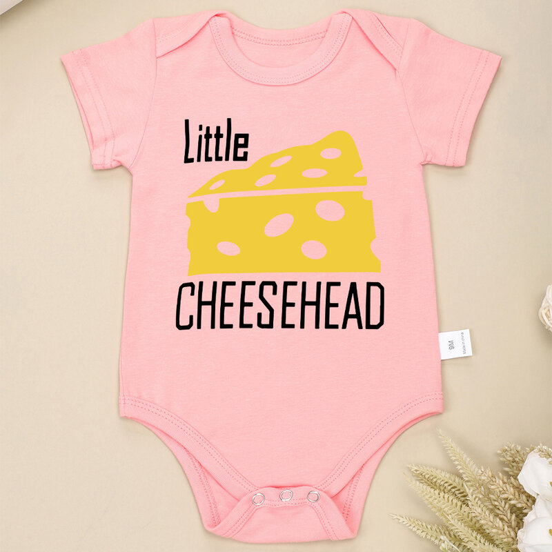 Little Cheesehead-Bodysuit de algodão para criança, roupas fofas e divertidas para menina, rua casual urbana, moda versátil, verão