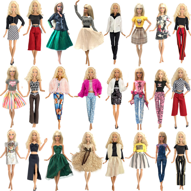 NK 5 Bộ Bán Công Chúa Thời Trang Trang Phục Mặc ĐầM Suông Cổ Vest Váy Quần Áo Cho Búp Bê Barbie Phụ Kiện Búp Bê Gái Tặng đồ Chơi JJ