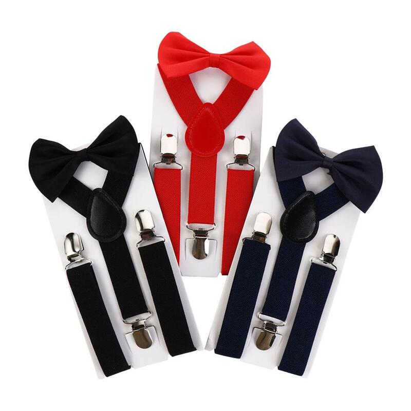 Vestito moda cinturino cinturino Clip per ragazzi tinta unita prestazioni papillon bretelle Set pantaloni appesi Clip bretelle Clip