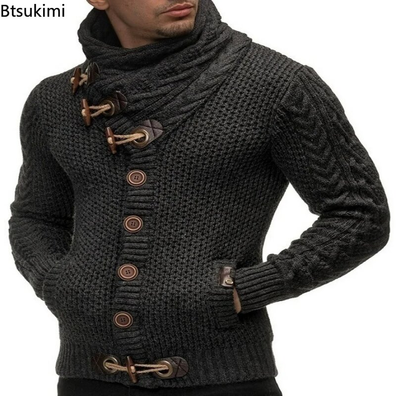 Outono inverno homem suéteres streetwear roupas gola alta camisola masculina manga longa pullovers de malha macio quente básico suéter masculino