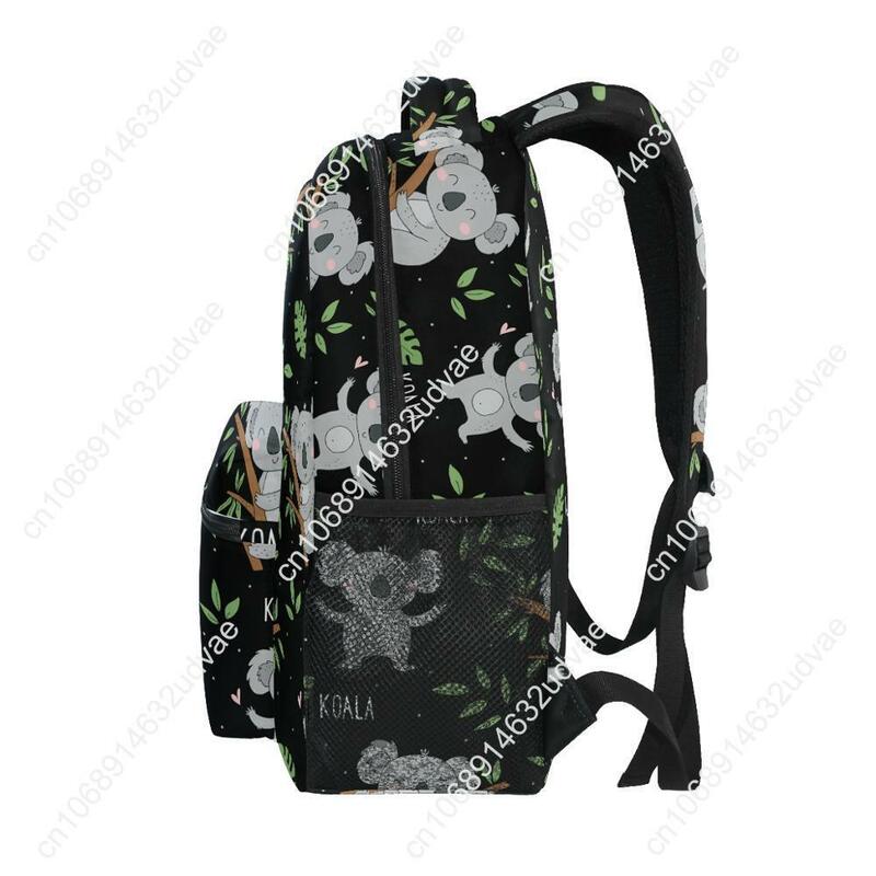 Teenager Schult asche Jungen und Mädchen Schul rucksack Koala Print schwarzer Rucksack für Männer Frauen Arbeit Reise Laptop Rucksack Mochila