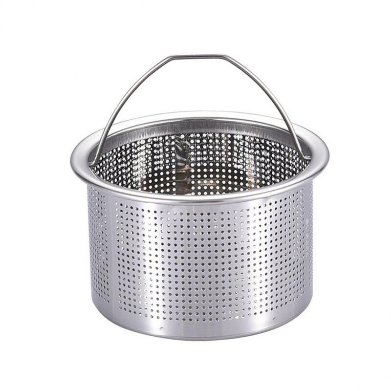 Colador de acero inoxidable para fregadero de cocina, cesta de filtro de drenaje con mango, accesorios para residuos de cocina