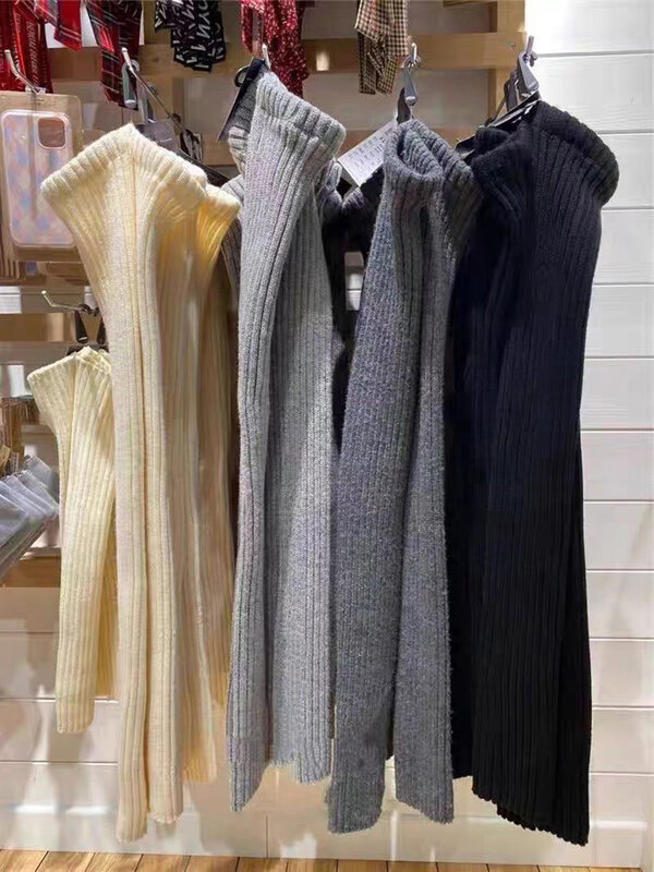 Aquecedores de perna tricotados para mulheres, estilo formal, streetwear vintage, meia longa de algodão casual, doce, outono, 2 peças por bolsa