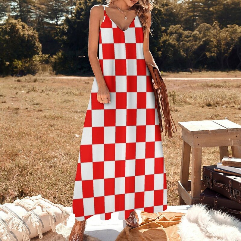 Kroatien Schachbrett ärmellose Kleid Kleider elegante Kleider Frauen Party kleider Kleidung Frauen Sommer