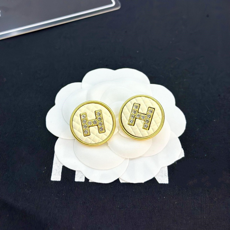 Модные и минималистичные круглые серьги с буквой H с красивыми и универсальными характерными бриллиантовыми серьгами