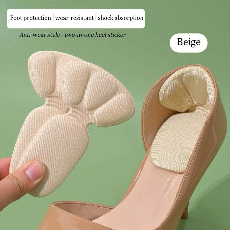 T-Shape 2 In 1 Heel Stickers High Heels Heel Protectors Pads Anti-pain Anti-wear Anti-drop Not Heel Half Size Pad Women Inserts