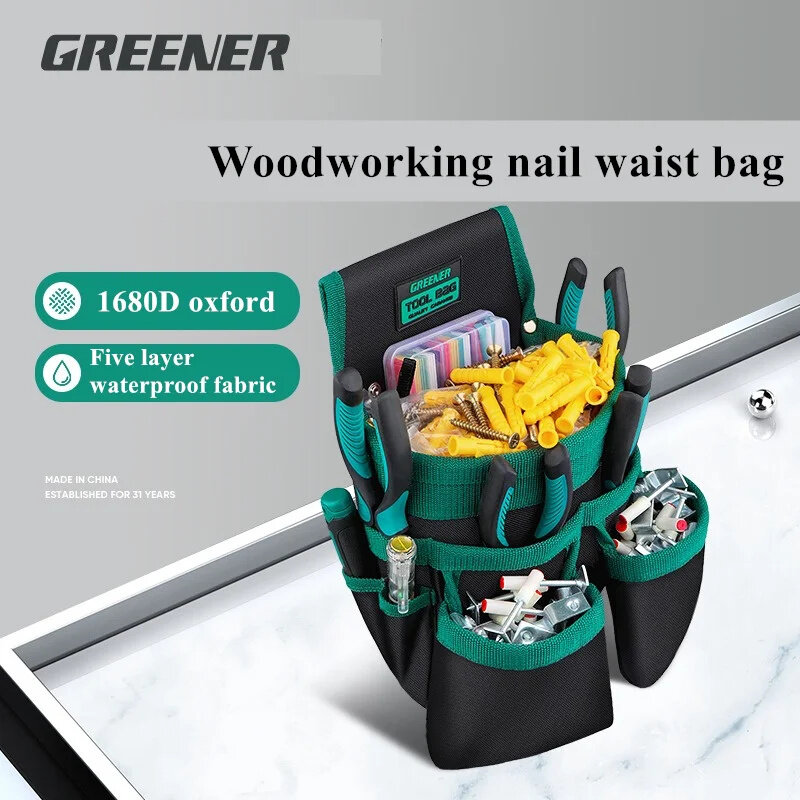 GREENER Multi-function Storage Bag Oxford Cloth Waist Pack Hardware Repair Tool Pocket Wrench  Household Belt Pliers Electrician