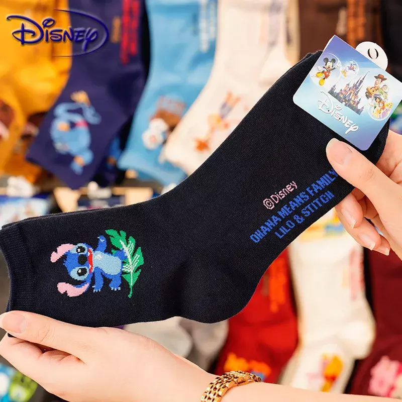Disney Sanrio Casual Ladies Socks Cartoon Minnie Mickey Donald Duck Pattern Socks Winnie The Bear In The Tube Cotton Socks