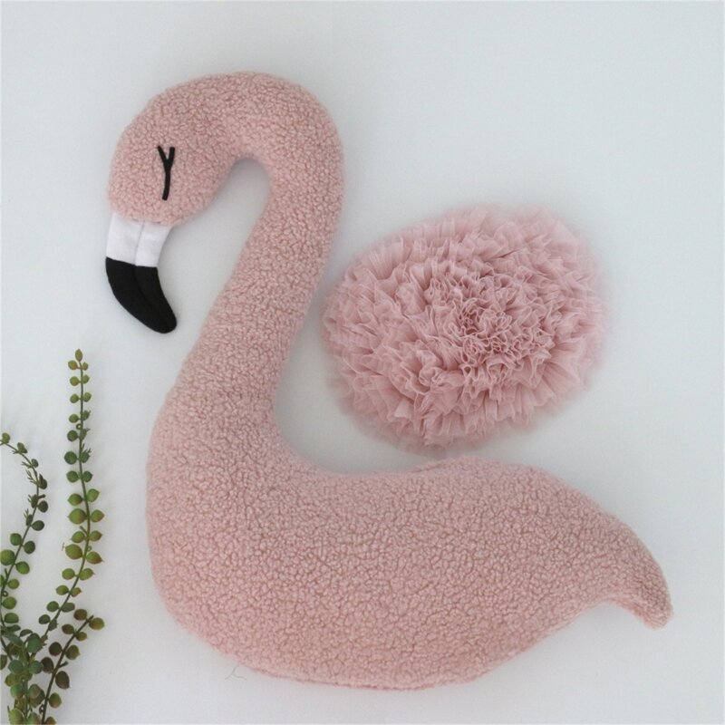Alat peraga fotografi bayi baru lahir latar belakang bunga Lucu Pink Flamingo Pose boneka pakaian Set Aksesori Studio pengambilan barang properti foto