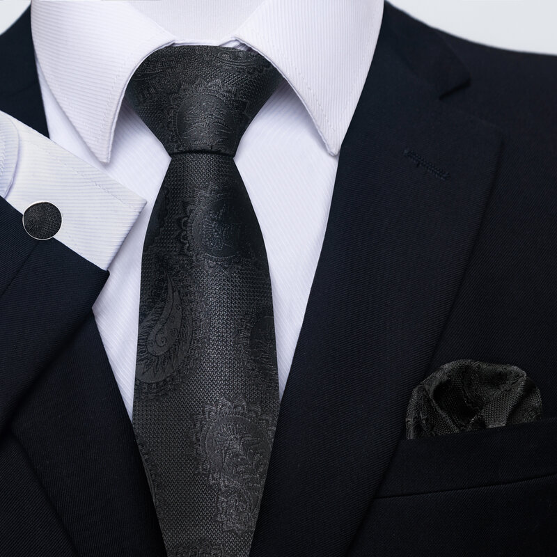 65 Colors Newest style 100% bSilk Tie Pocket Squares Set Necktie  Dot Wedding Accessories Dark Grey Man Performance