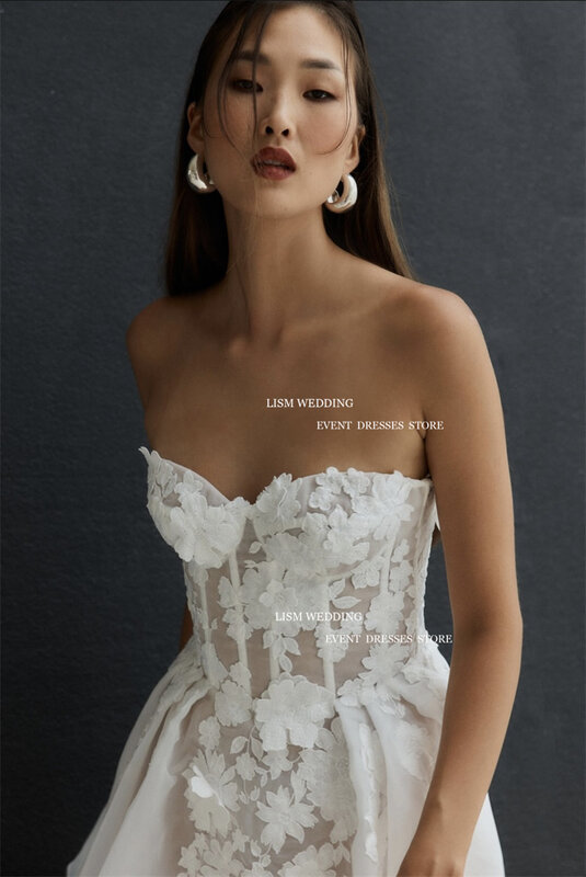 Соблазнительные Свадебные платья LISM мини-трапециевидного силуэта, кружевные свадебные платья без рукавов с цветами, женское платье для свадебной вечеринки