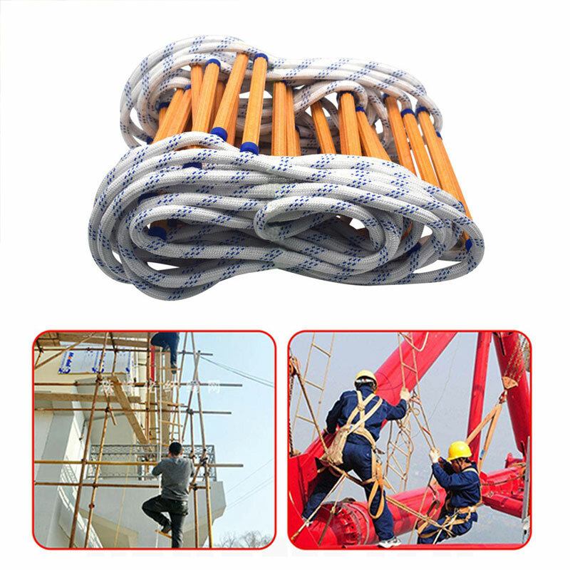 3M Emergency Escape Ladder Soft Rope Flame Resistant Portable com Ganchos Crianças Adultos para Outdoor Aerial Work Engineering
