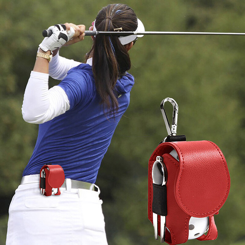 1Pc Golf Mini Double Ball Bag PU sacca per pallina da Golf piccola marsupio borsa per palline accessori Pack