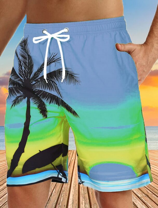 Herren Boards horts Bades horts Bermuda Shorts Strands horts Kordel zug 3D-Druck Grafik Kokosnuss baum atmungsaktiv schnell trocknen kurz