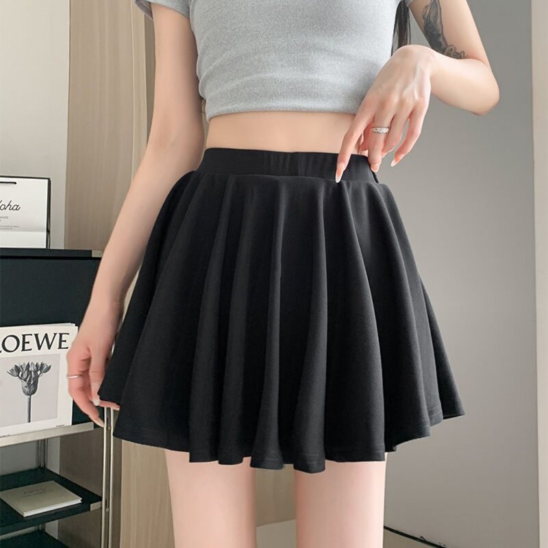 Невидимая Уличная Сексуальная плиссированная короткая юбка с открытой промежностью, Женская юбка средней длины, маленькая пушистая юбка, брюки