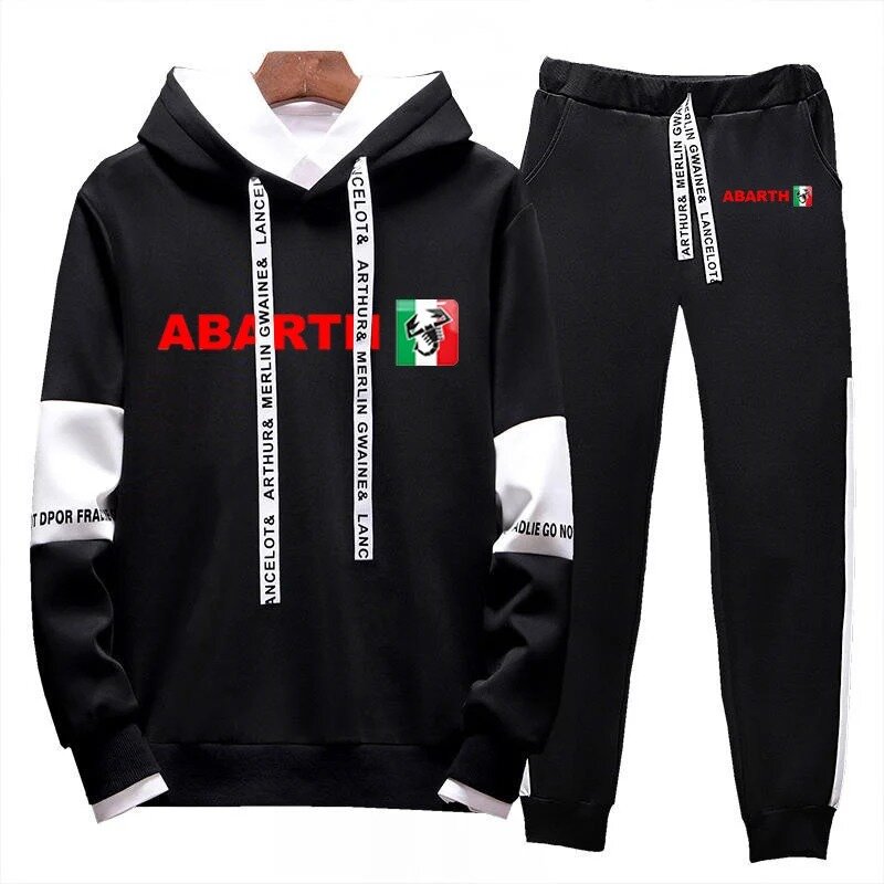 Abarth الرجال-عارضة الدانتيل يصل هوديي والرباط الدعاوى الرياضية ، طباعة عالية الجودة الأزياء ، الربيع والخريف ، جديد