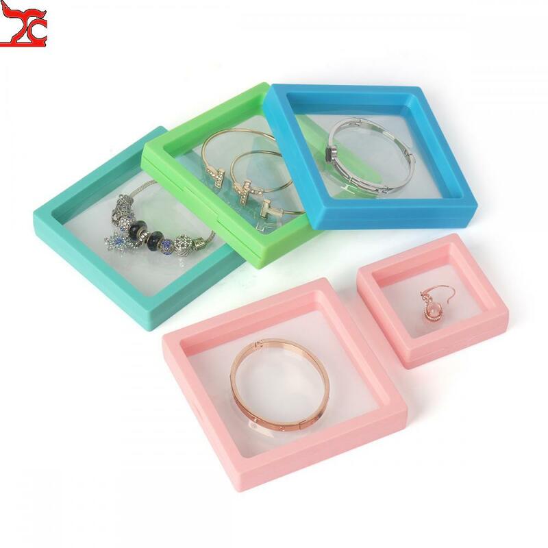 10 szt./zestaw folia Pe pudełko do przechowywania biżuterii, pyłoszczelna bransoletka zawieszka pudełko do przechowywania biżuterii pudełeczko 3D bez klejnotów pływająca ramka 14c