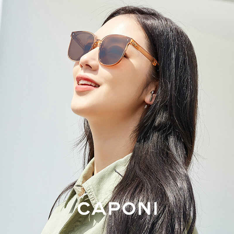 CAPONI moda feminina óculos de sol polarizados uv400 dobrável com caixa óculos de sol portátil decorativo marca designer tons cp7557