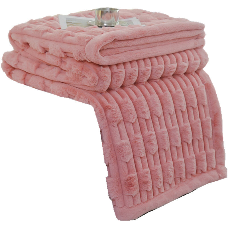 Высококачественное плюшевое одеяло с имитацией кролика, двойное утолщенное, монохромное, осенне-зимнее