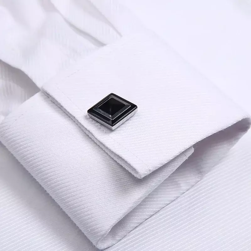 Chemise habillée d'affaires classique pour hommes, manches longues, coupe régulière française, boutons de manchette, revers, chemises blanches, 2024