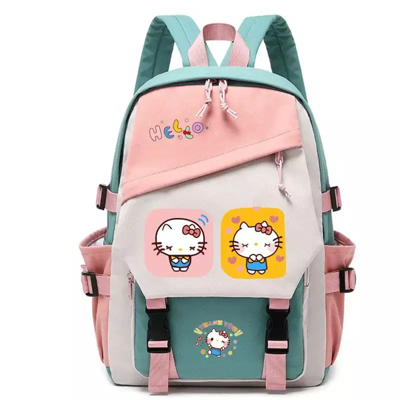 Sanrio-mochila escolar de Hello Kitty para estudiantes, mochila ligera para estudiantes masculinos y femeninos