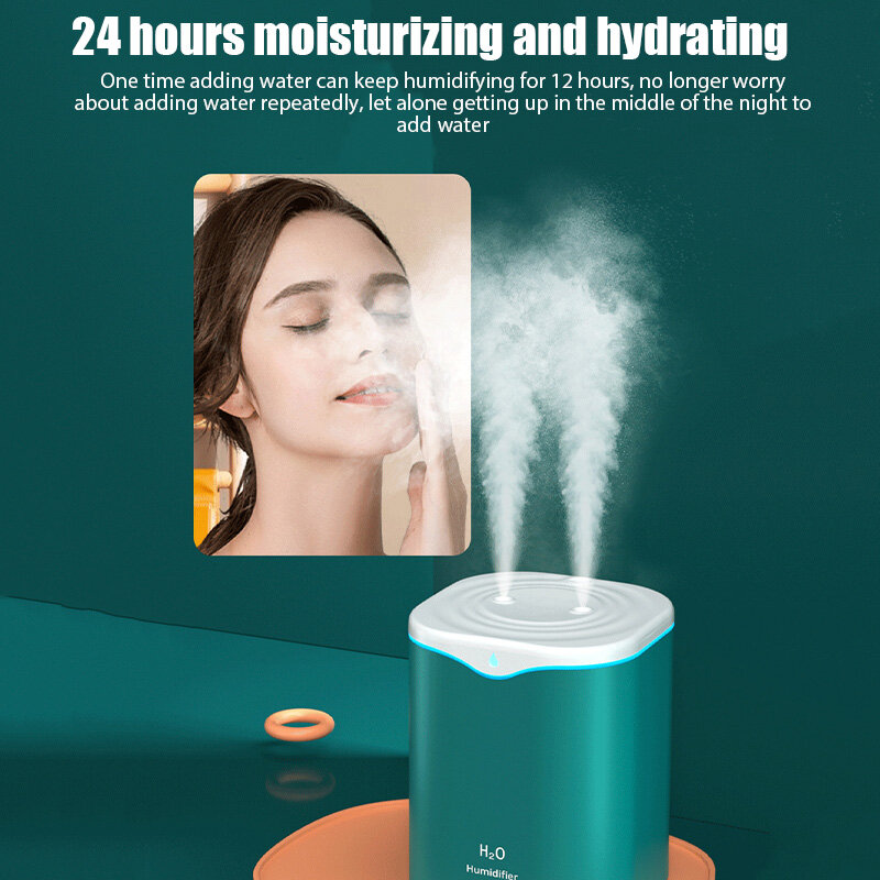 2000ML nawilżacz powietrza USB podwójny Spray olejki eteryczne aromaterapia Humificador generator chłodnej mgiełki mglica oczyszczająca do domowego biura