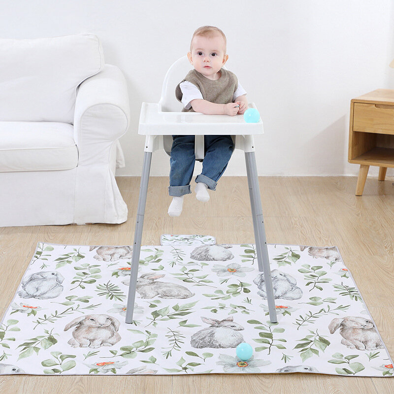Spkat tikar untuk bayi, di bawah kursi tinggi dapat dicuci Anti-Slip tahan air Anti percikan lantai tikar bermain portabel dan taplak meja