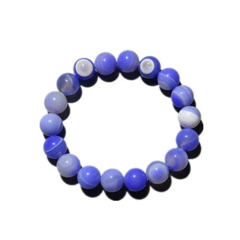 Bracelet en agate à motif injBlue naturel pour hommes et femmes, calcédoine bleue, cristal de cercle unique, bracelet pour couple BFF étudiant