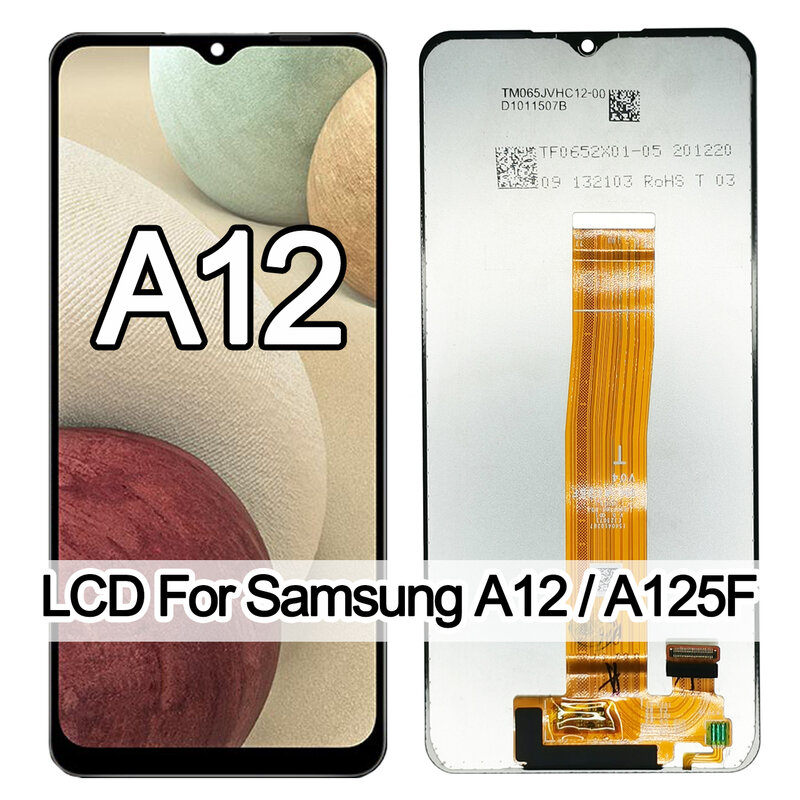 Suku cadang perbaikan penggantian layar sentuh, tampilan kualitas AAA 6.5 inci untuk Samsung Galaxy A12 A125F A125F/DS