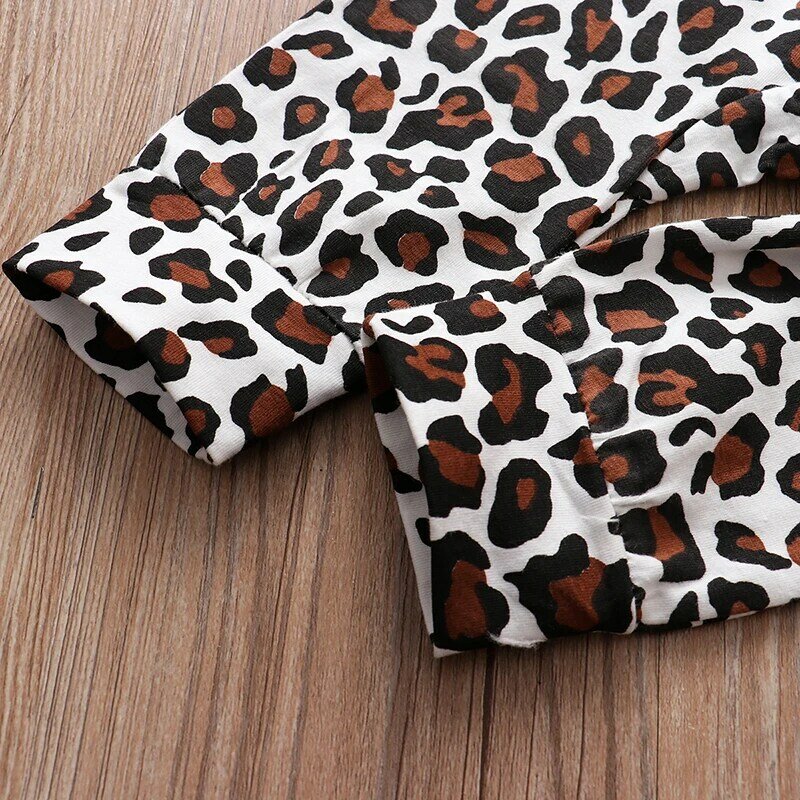 Pelele de leopardo de algodón para niña recién nacida, ropa infantil de manga larga y Diadema, Mono de 2 piezas, primavera y otoño