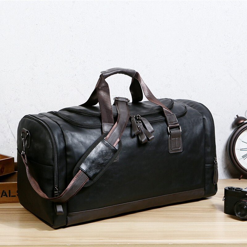 Biznesowa miękka skórzana męska torba podróżna o dużej pojemności bagaż podręczny weekendowe torba na siłownię na męskie torby na ramię