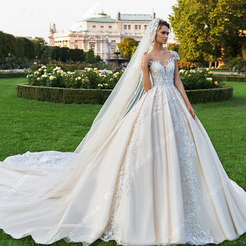 Gaun pernikahan wanita kerah Sweetheart gaun pengantin gambar bunga applique gaun pengantin buatan khusus gaun pengantin putri