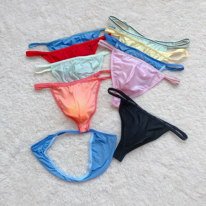 2022 Sexy Ice Silk Breathable Thin Bag Underwear Men's Transparent Bikini Mens Thongs T-Tack G String Jockstrap U Pouch Thong