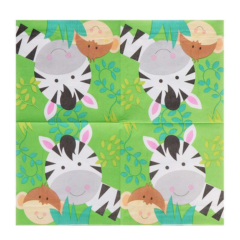 20Pcs/Pack Cartoon Animal Printed Birthday Decoration Tissue Napkin Paper Baby Shower Party Supplies Disposable Tableware