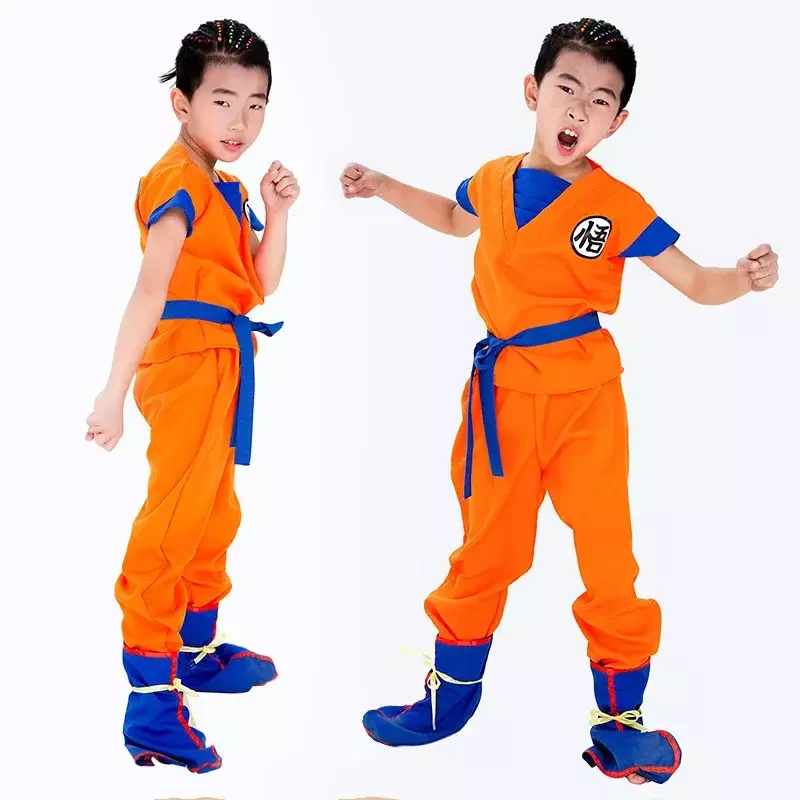 Peruka syna kostium Cosplay Goku turkusowo-złota Halloween dla dorosłych dzieci pasuje do kostium imprezowy Anime Cosplay Cosplay bohatera element ubioru karnawałowego