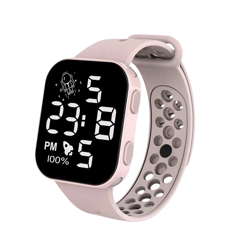 Reloj de pulsera electrónico impermeable con pantalla LED, banda de silicona sólida con patrón de astronauta lindo, reloj Digital para niños, regalos de cumpleaños