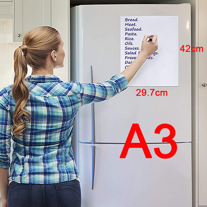 A3 حجم المغناطيسي سبورة مسح جاف بيضاء للثلاجة الثلاجة ، 17x12 بوصة ورقة مخطط أسبوعي للقيام ملاحظات القائمة ، علامات ممحاة