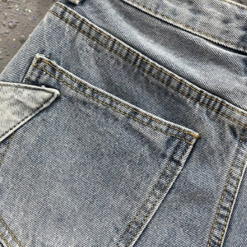 Pantalones cortos de mezclilla para mujer, combinación personalizada de colores, sueltos y versátiles, pierna ancha, tendencia, novedad de verano 2024