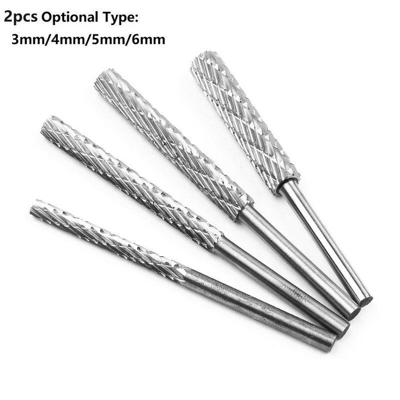 2PCS High Speed Steel Rotary File Plastic Wood Carving Rotary File Rotary Burr Deburring Tool Milling Cutter Drill Bit Engraving