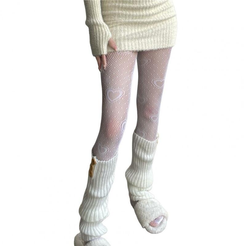 시스루 귀여운 러브 하트 소녀 피쉬넷 스타킹, 데이트용 스타킹, 의류 액세서리