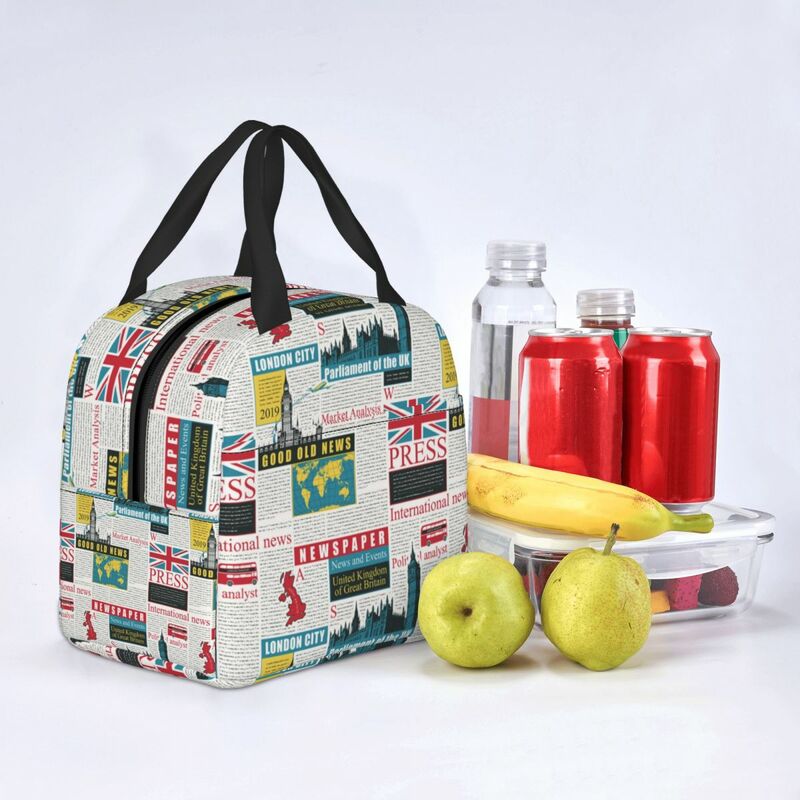 Uk London British Pattern borsa da pranzo isolata simbolo del regno unito Resuable Thermal Cooler Lunch Box per borse da donna per bambini
