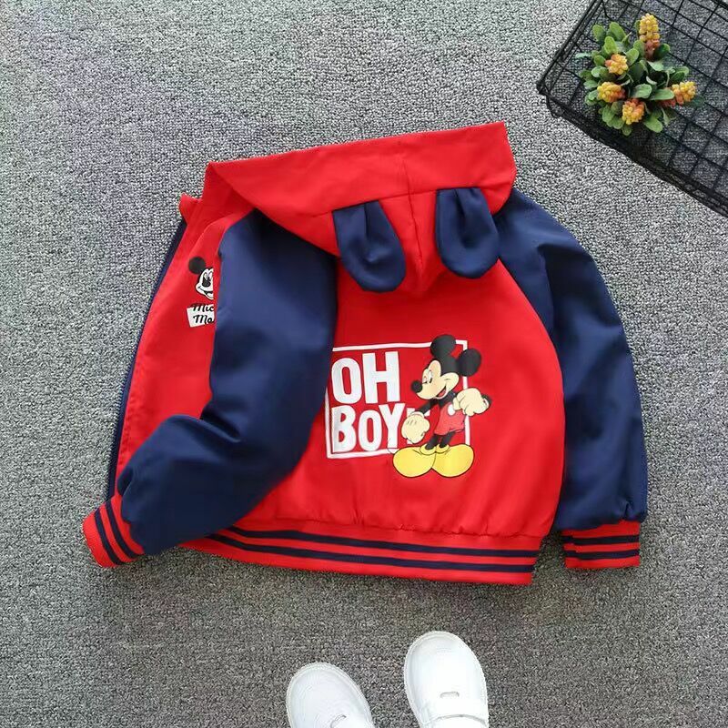 New Spring Baby Boys Girls Jacket Fashion Cartoon Mickey Minnie Mouse Print Outerwear for Kids Clothes Children Windbreaker Coat