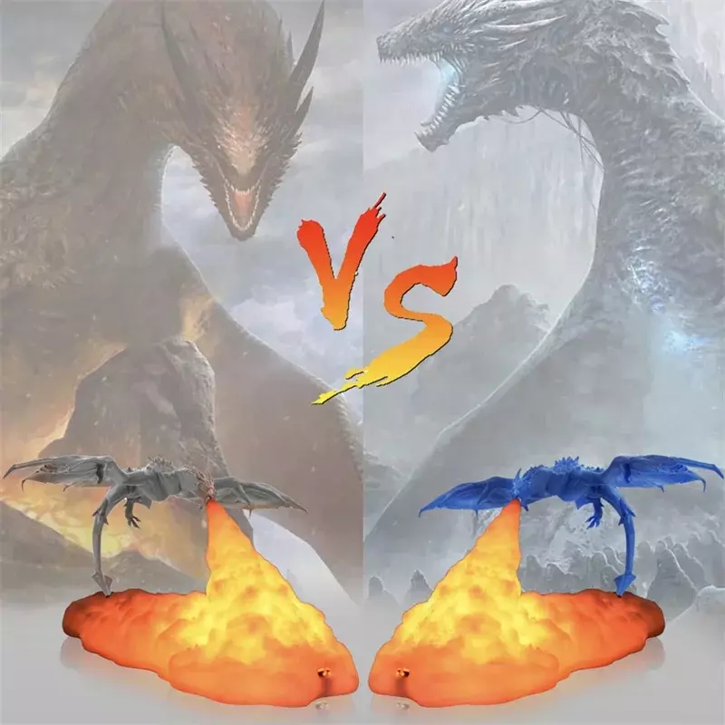 Halloween Led 3d Dragon Lamp Creative Desk Lamp Gift Night Spitfire Shaped Game Lighting Decorations Lampara Ice and Fire Dragon