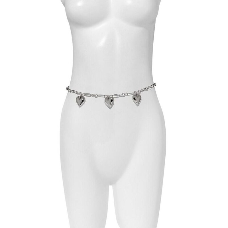 Cadena de cintura con borla de corazón de melocotón simple, cinturón de cintura ajustable de Metal, decoración de falda, cinturón de cadena de ocio versátil