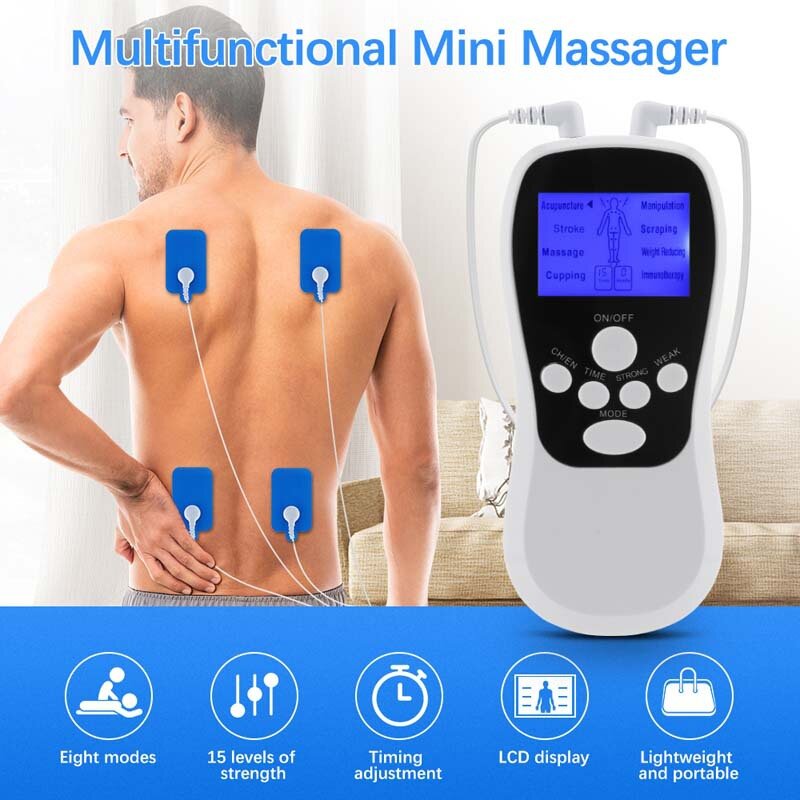 Estimulador muscular eléctrico EMS recargable por USB, máquina de fisioterapia Tens, electroestimulador de pulso, almohadillas masajeadoras corporales