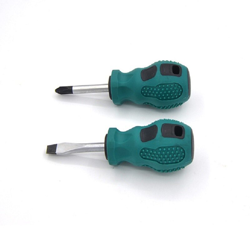 Mini Portable Short Handle Screwdriver Rubber Handle Magnetic Cross Recessed Slotted Screwdriver Repair Hand Tools