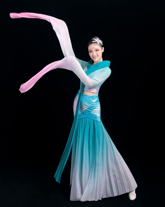 Disfraz De Baile chino De Jinghong para mujer, Traje De rendimiento, Mangas De agua clásicas, Original, Hanfu