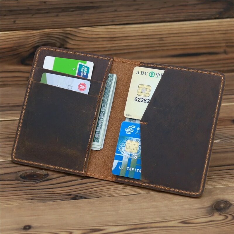 Women Men Genuine Vintage Business Passport Covers Holder Multi-Function ID Bank Card PU Leather Wallet Case Travel Accessories